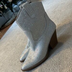 Windsor Silver Sparkle Heeled Boots